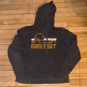 Marmot Men's Charcoal Hoodie with Logo drawstring with front pocket size large